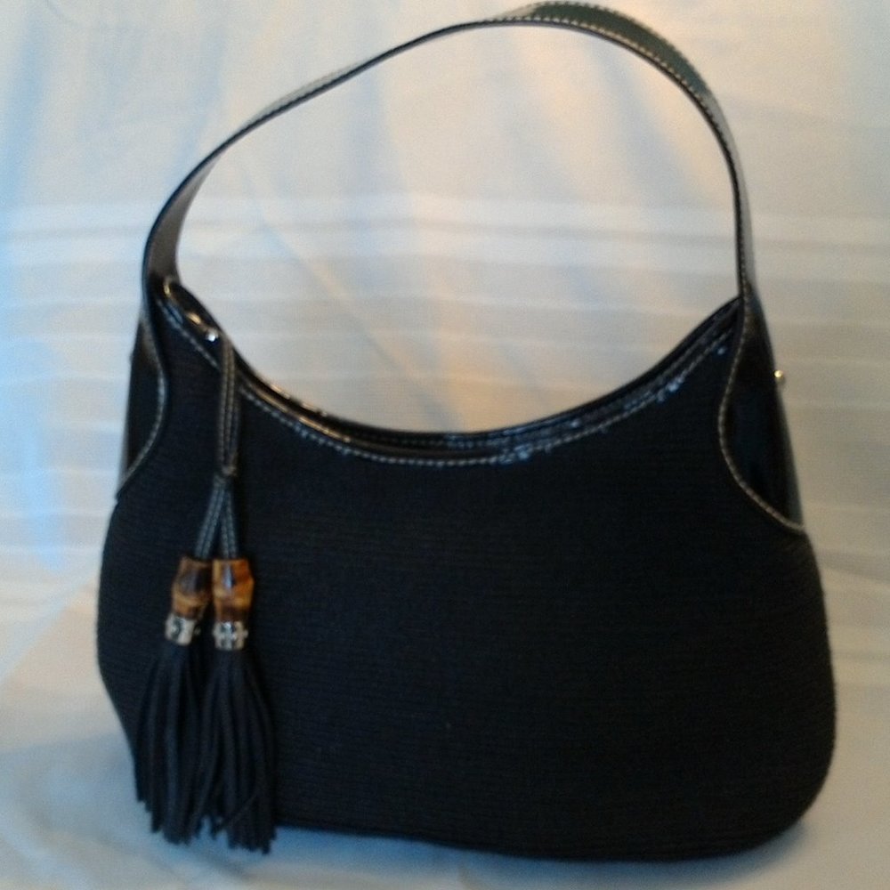 Talbots black shoulder bag with tassels